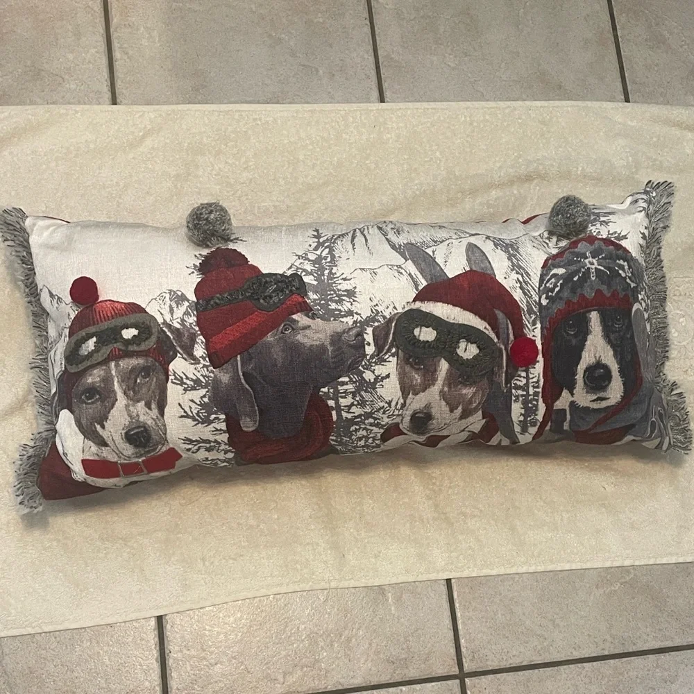 Holiday Dog Lumbar Decorative Pillow